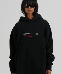 Afends Unisex Razor - Unisex Organic Oversized Hoodie - Black Clothing