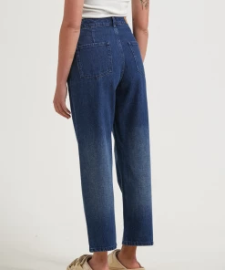 Clothing Afends Womens Shelby - Hemp Denim Wide Leg Jeans - Original Rinse