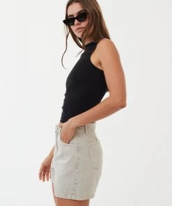 Afends Womens Peony - Hemp Ribbed High Neck Tank - Black RIBBED STAPLES 7 Afends Womens Peony - Hemp Ribbed High Neck Tank - Black RIBBED STAPLES