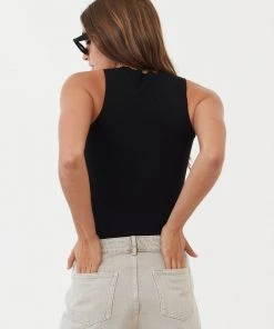 Afends Womens Peony - Hemp Ribbed High Neck Tank - Black RIBBED STAPLES 9 Afends Womens Peony - Hemp Ribbed High Neck Tank - Black RIBBED STAPLES