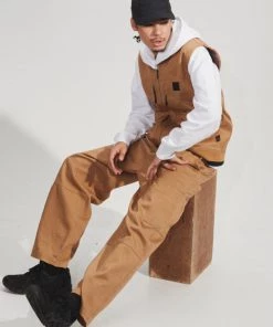 Afends Mens Richmond - Hemp Baggy Workwear Pants - Chestnut Clothing