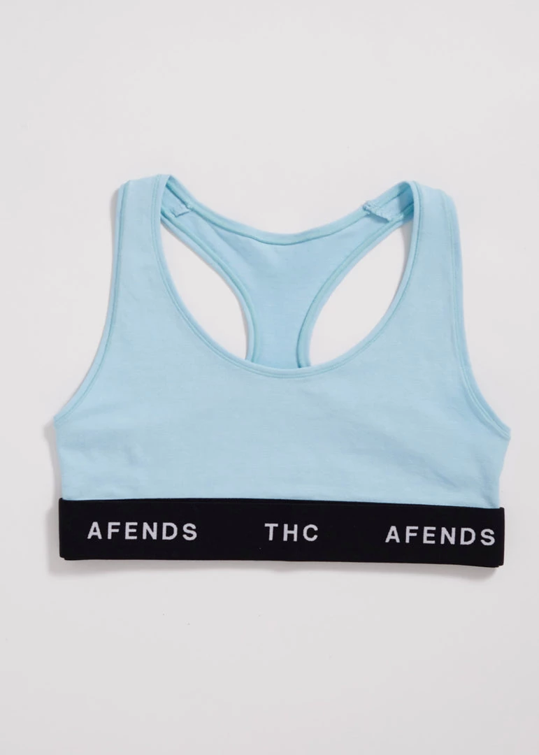 Afends Womens Romy - Hemp Sports Crop - Sky Blue Clothing 1 Afends Womens Romy - Hemp Sports Crop - Sky Blue Clothing