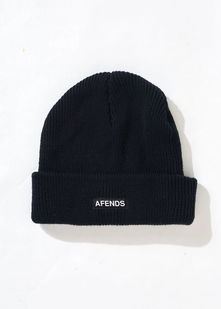Afends Unisex Home Town - Recycled Beanie - Black Clothing 1 Afends Unisex Home Town - Recycled Beanie - Black Clothing