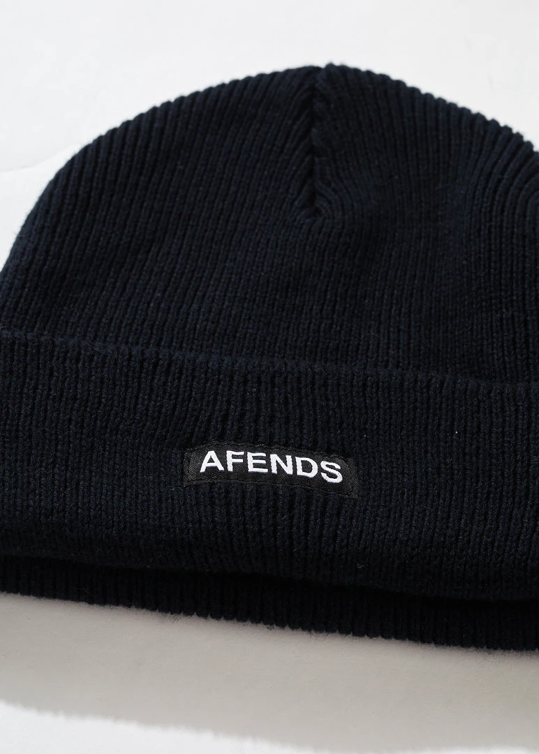 Afends Unisex Home Town - Recycled Beanie - Black Clothing 2 Afends Unisex Home Town - Recycled Beanie - Black Clothing