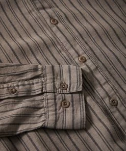 SALE Afends Unisex High Street - Hemp Stripe Long Sleeve Shirt - Beechwood