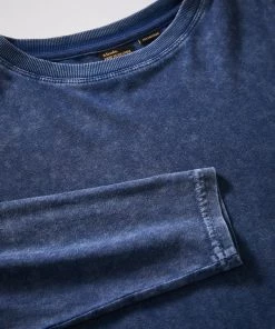 Afends Womens Skylar - Hemp Cropped Long Sleeve Tee - Stone Navy