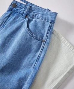 Afends Womens Shelby - Hemp Denim High Waist Wide Leg Jean - Classic Blue Fade