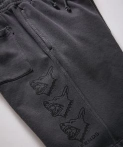 Afends Mens Chaos Theory - Mens Sweat Short - Stone Black