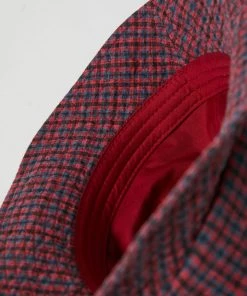 Afends Unisex Highland - Hemp Check Bucket Hat - Red