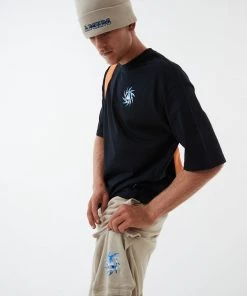 NEW ARRIVALS Afends Mens Metal - Recycled Oversized T-Shirt - Black