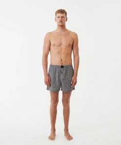 Afends Unisex Asta - Unisex Hemp Check Boxers - Steel NEW ARRIVALS