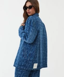 NEW ARRIVALS Afends Unisex Tagged - Unisex Hemp Denim Jacket - Graffiti Blue