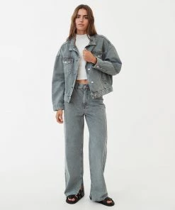 Afends Womens Innie - Organic Denim Jacket - Faded Steel NEW ARRIVALS