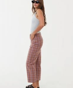 Afends Womens Colby Shelby - Hemp Check High Waisted Pants - Plum 9 Afends Womens Colby Shelby - Hemp Check High Waisted Pants - Plum