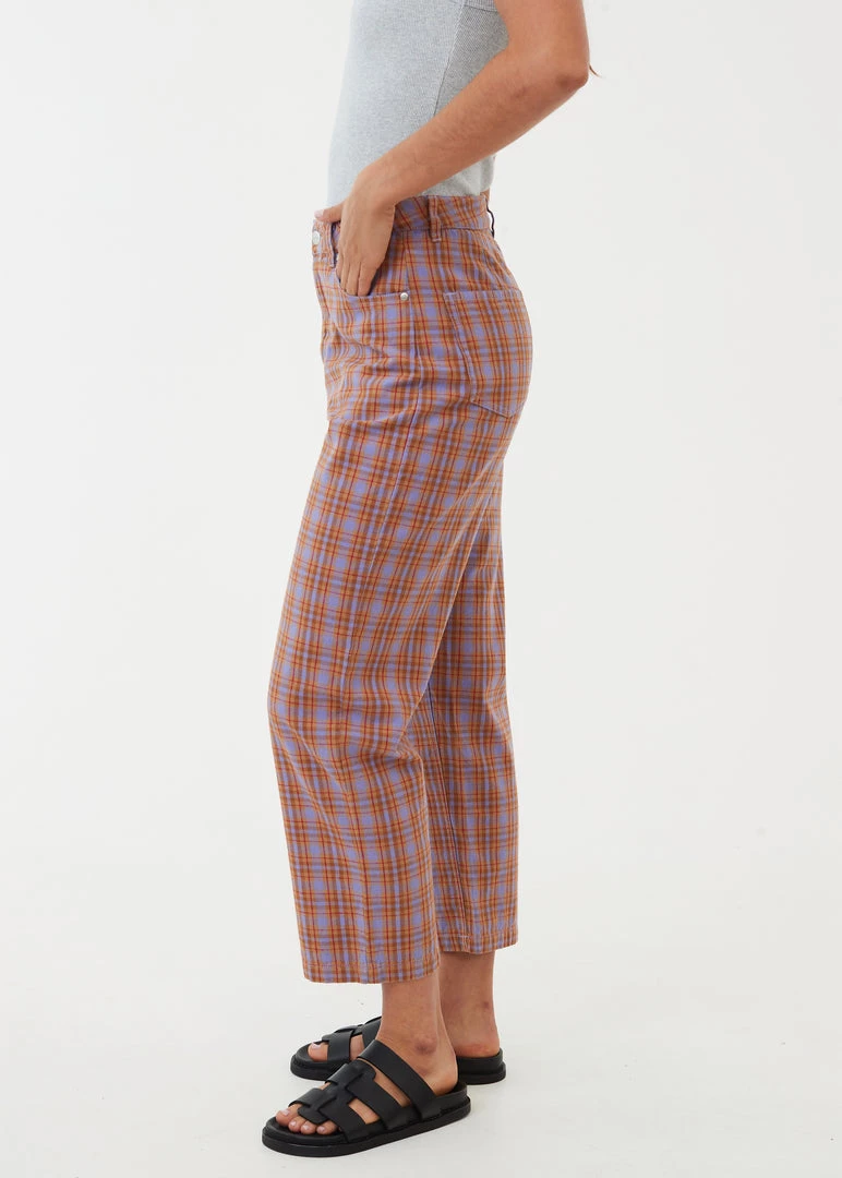 Afends Womens Colby Shelby - Hemp Check High Waisted Pants - Plum 3 Afends Womens Colby Shelby - Hemp Check High Waisted Pants - Plum