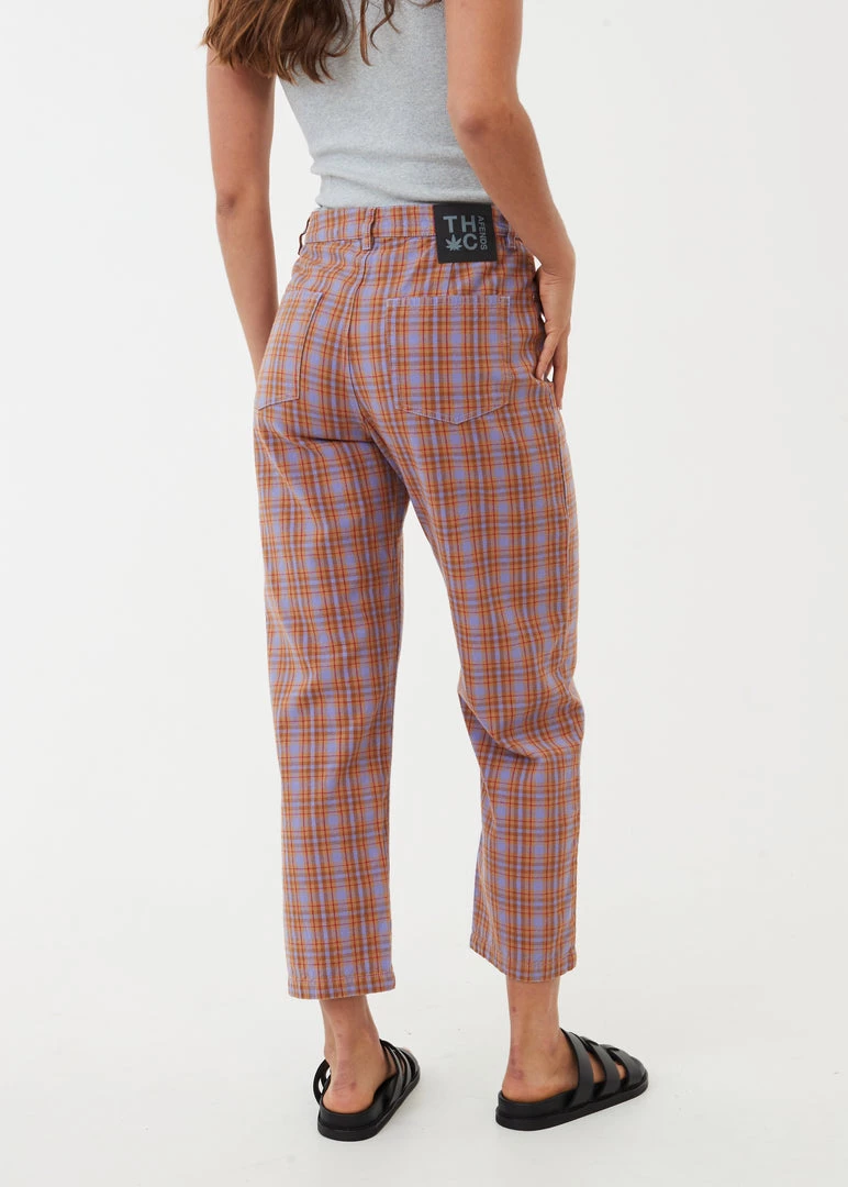 Afends Womens Colby Shelby - Hemp Check High Waisted Pants - Plum 5 Afends Womens Colby Shelby - Hemp Check High Waisted Pants - Plum