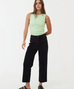 NEW ARRIVALS Afends Womens Shelby - Organic Denim Wide Leg Jeans - Washed Black