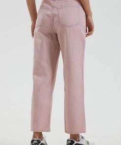 Afends Womens Shelby - Hemp Washed Denim Wide Leg Jeans - Vintage Pink SALE