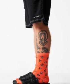 Afends Unisex Mushy - Recycled Crew Socks - Coral