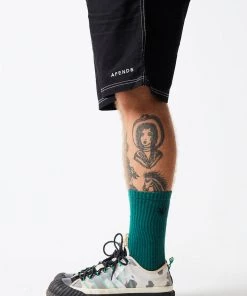 EVERYDAY ESSENTIALS Afends Unisex Happy Hemp - Crew Socks - Emerald