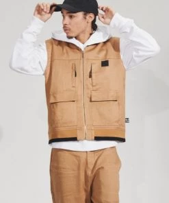 Clothing Afends Unisex Small Moments - Unisex Hemp Zip Up Vest - Chestnut