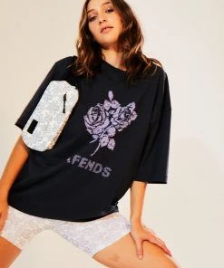 Clothing Afends Womens Solvie - Recycled Oversized Graphic T-Shirt - Charcoal