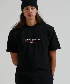 Afends Unisex Razor - Unisex Organic Retro T-Shirt - Black Clothing