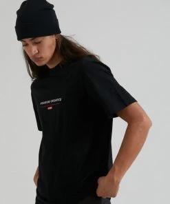 Afends Unisex Razor - Unisex Organic Retro T-Shirt - Black Clothing