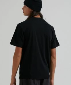 Afends Unisex Razor - Unisex Organic Retro T-Shirt - Black Clothing