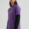 Afends Unisex Razor - Unisex Organic Retro T-Shirt - Faded Purple