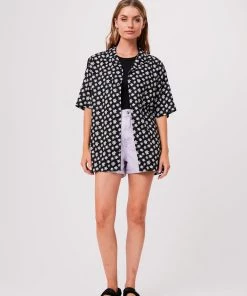 Afends Unisex Pascale - Unisex Hemp Cuban Short Sleeve Shirt - Black