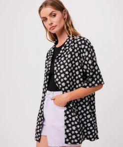 Afends Unisex Pascale - Unisex Hemp Cuban Short Sleeve Shirt - Black