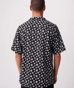 Afends Unisex Pascale - Unisex Hemp Cuban Short Sleeve Shirt - Black