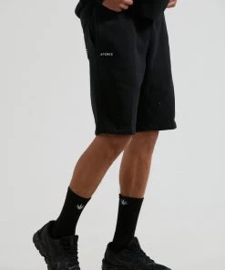 Afends Unisex Razor - Unisex Organic Sweat Shorts - Black