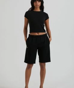 Afends Unisex Razor - Unisex Organic Sweat Shorts - Black