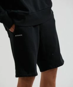 Afends Unisex Razor - Unisex Organic Sweat Shorts - Black