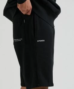 Afends Unisex Razor - Unisex Organic Sweat Shorts - Black
