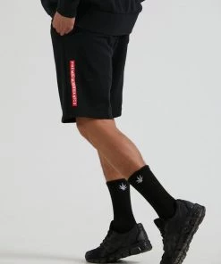 Afends Unisex Razor - Unisex Organic Sweat Shorts - Black