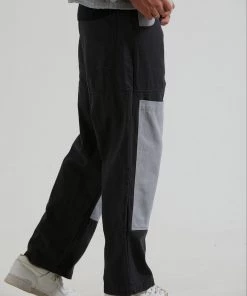 Clothing Afends Unisex Foreword - Unisex Organic Panelled Pants - Charcoal