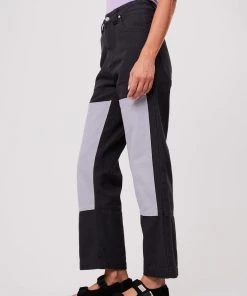 Clothing Afends Unisex Foreword - Unisex Organic Panelled Pants - Charcoal