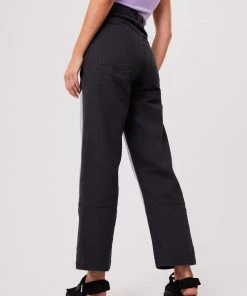 Clothing Afends Unisex Foreword - Unisex Organic Panelled Pants - Charcoal