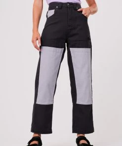 Clothing Afends Unisex Foreword - Unisex Organic Panelled Pants - Charcoal
