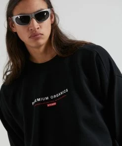 Afends Unisex Razor - Unisex Organic Crew Neck Jumper - Black Clothing 10 Afends Unisex Razor - Unisex Organic Crew Neck Jumper - Black Clothing
