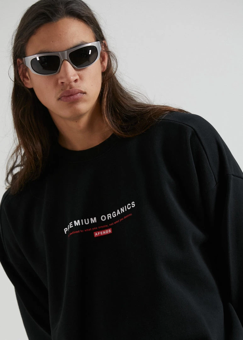 Afends Unisex Razor - Unisex Organic Crew Neck Jumper - Black Clothing 3 Afends Unisex Razor - Unisex Organic Crew Neck Jumper - Black Clothing