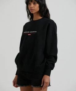 Afends Unisex Razor - Unisex Organic Crew Neck Jumper - Black Clothing 11 Afends Unisex Razor - Unisex Organic Crew Neck Jumper - Black Clothing