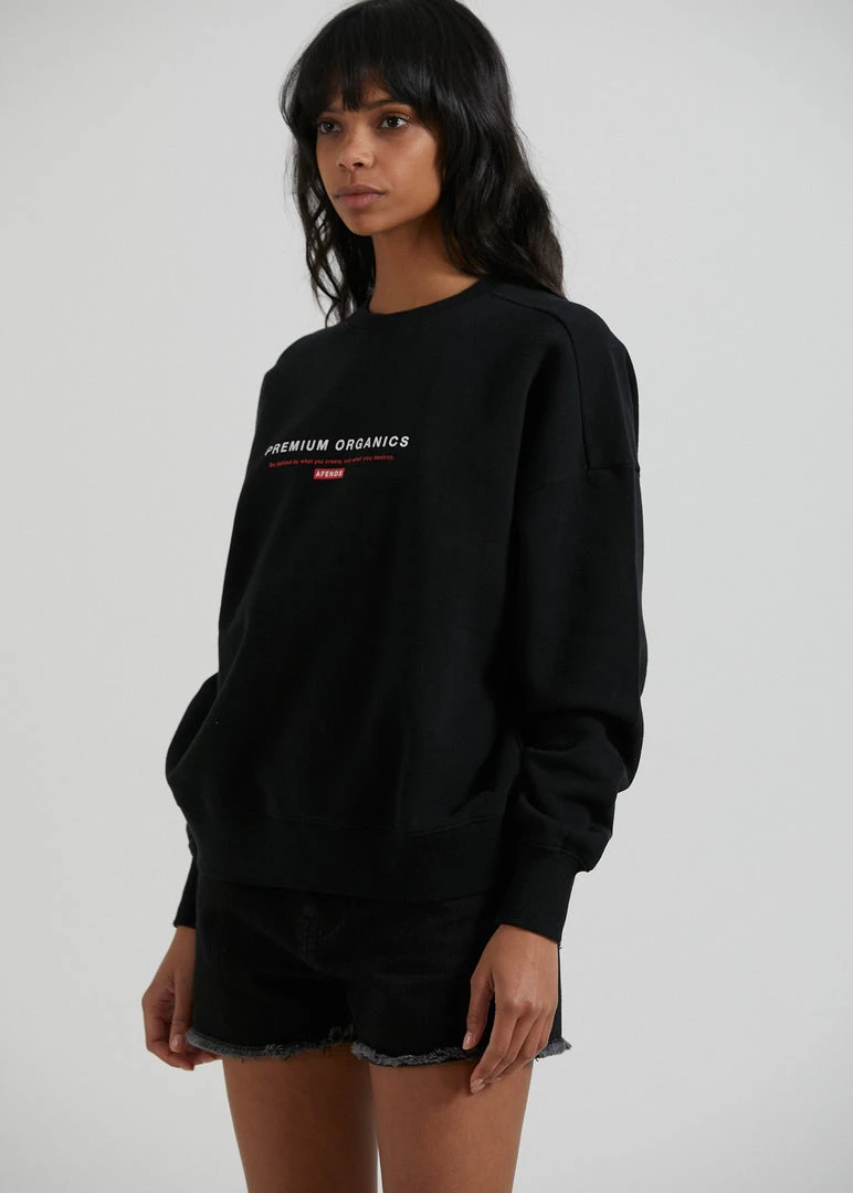 Afends Unisex Razor - Unisex Organic Crew Neck Jumper - Black Clothing 4 Afends Unisex Razor - Unisex Organic Crew Neck Jumper - Black Clothing