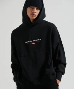 Afends Unisex Razor - Unisex Organic Oversized Hoodie - Black Clothing