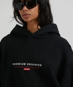 Afends Unisex Razor - Unisex Organic Oversized Hoodie - Black Clothing
