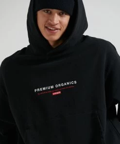 Afends Unisex Razor - Unisex Organic Oversized Hoodie - Black Clothing