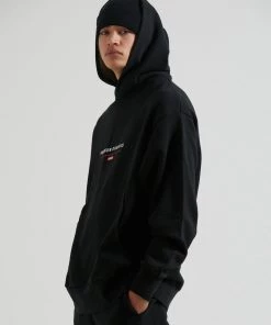 Afends Unisex Razor - Unisex Organic Oversized Hoodie - Black Clothing